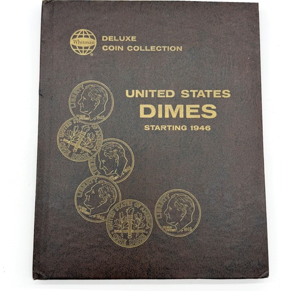 Whitman Other - Whitman Deluxe Coin Album Roosevelt Dimes 1946 Vintage Folder Book Clean